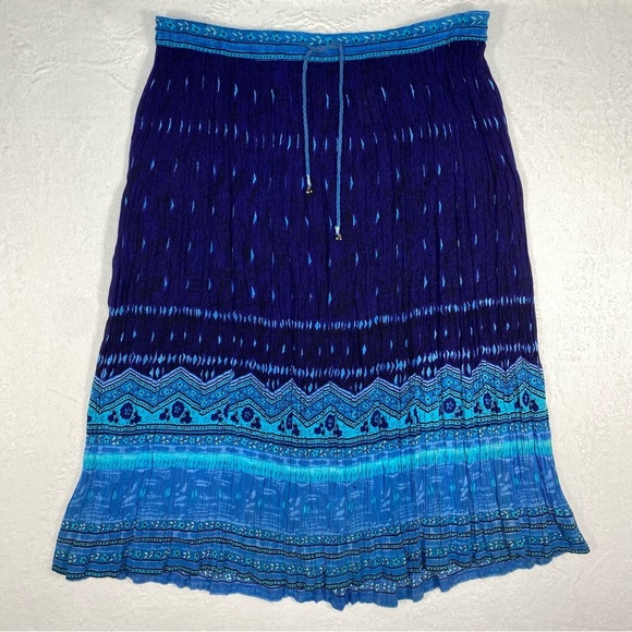 Bohemian Hippie Style Indian Pattern Midi Skirt‎ Basic Editions Size L Spring - Picture 1 of 8
